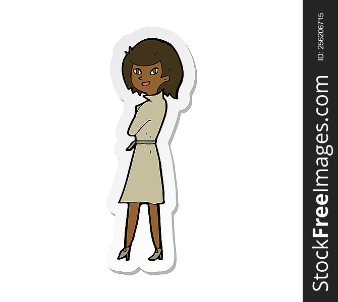sticker of a cartoon woman in trench coat
