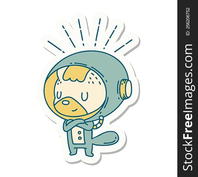 sticker of a tattoo style animal in astronaut suit