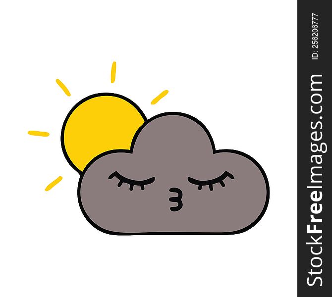 cute cartoon of a storm cloud and sun