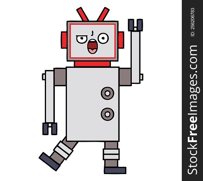 Cute Cartoon Angry Robot