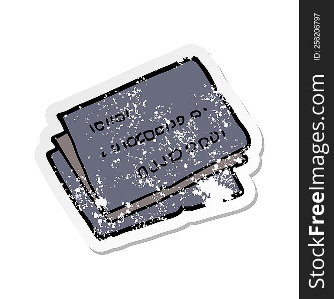 distressed sticker of a old credit cards cartoon