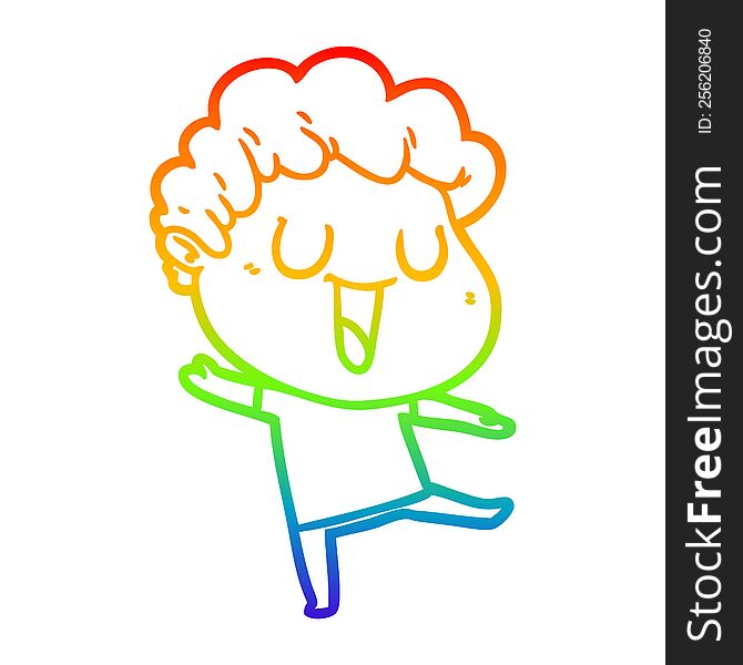 Rainbow Gradient Line Drawing Dann Cartoon Man