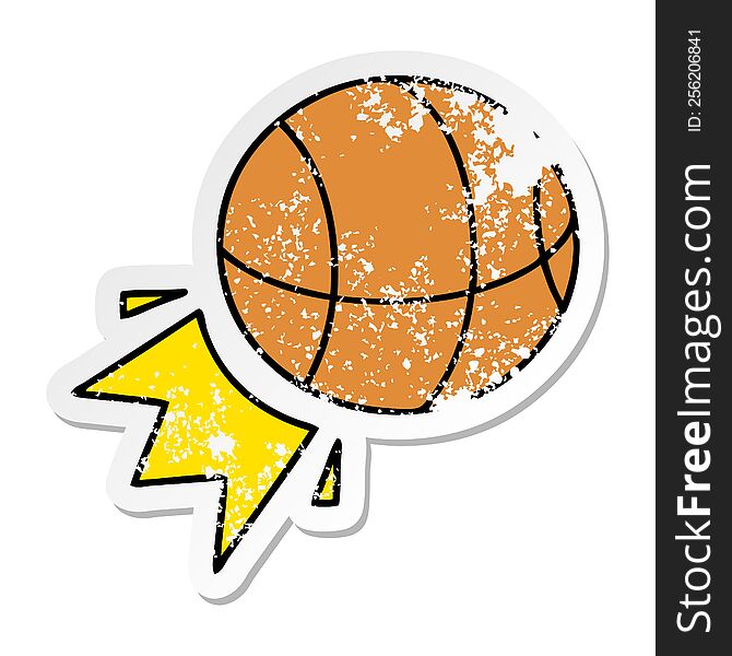 distressed sticker of a cute cartoon basket ball