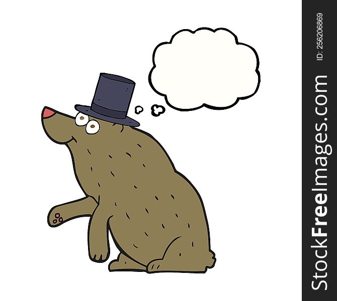 Thought Bubble Cartoon Bear In Top Hat
