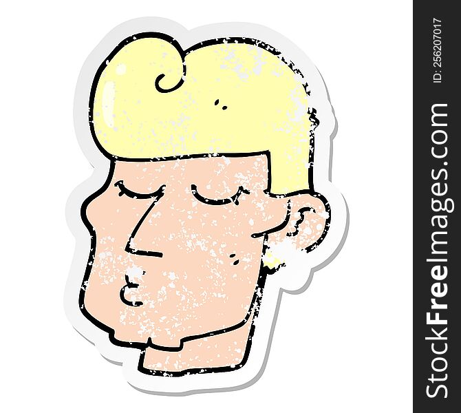 distressed sticker of a cartoon handsome man