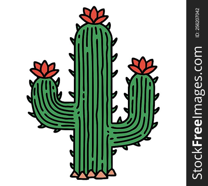 Traditional Tattoo Of A Cactus