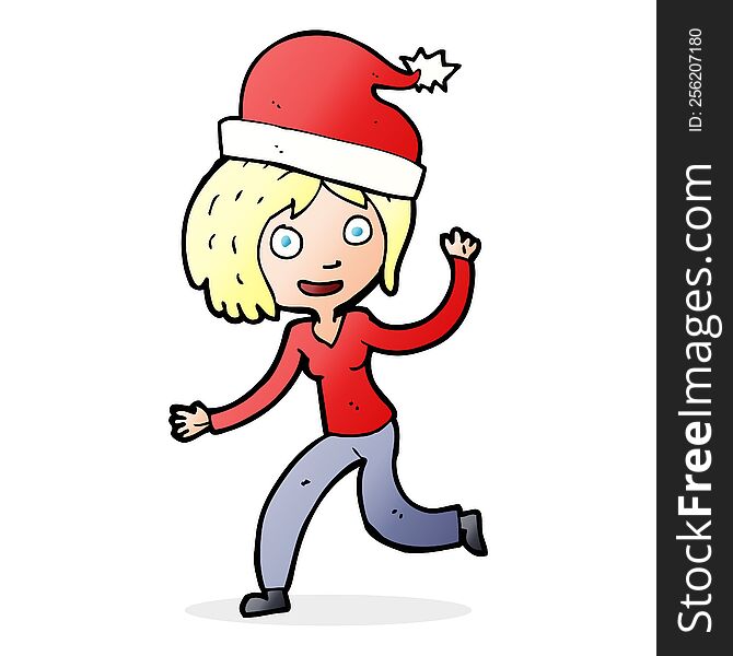 Cartoon Woman Ready For Christmas