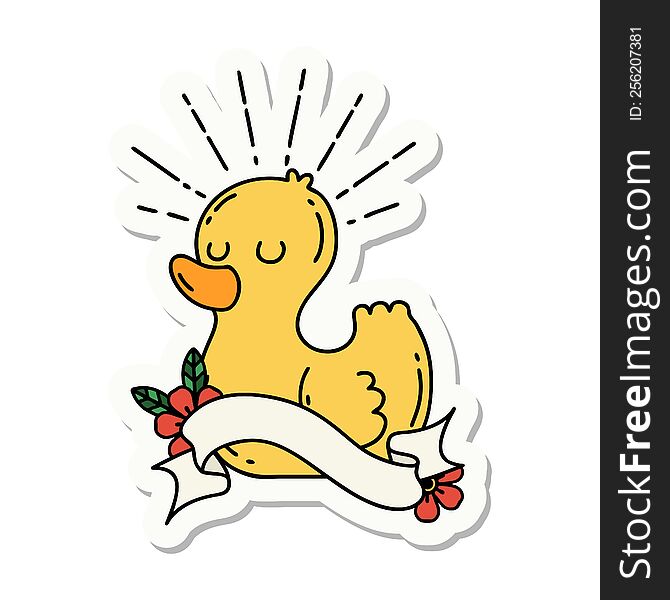 sticker of a tattoo style rubber duck