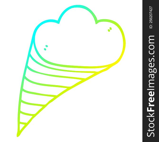 cold gradient line drawing of a cartoon decorative cloud