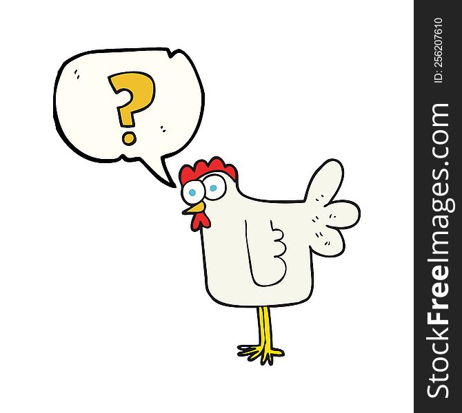freehand drawn speech bubble cartoon confused chicken