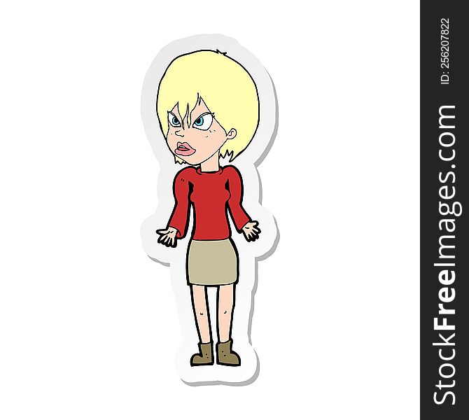 Sticker Of A Cartoon Annoyed Woman