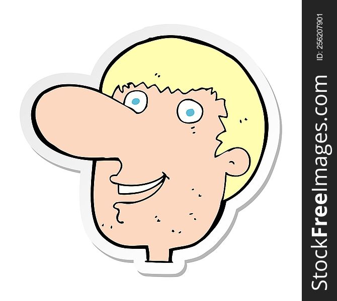 Sticker Of A Cartoon Happy Male Face