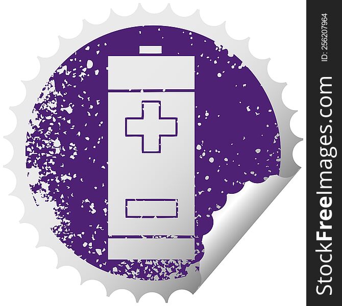 Distressed Circular Peeling Sticker Symbol Electrical Battery