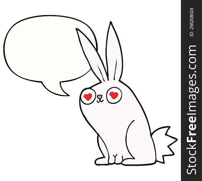 Cartoon Bunny Rabbit In Love And Speech Bubble