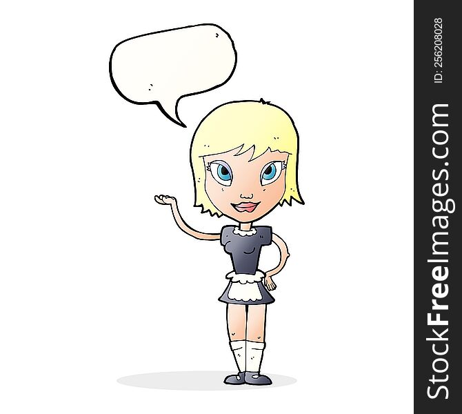 Cartoon Maid With Speech Bubble