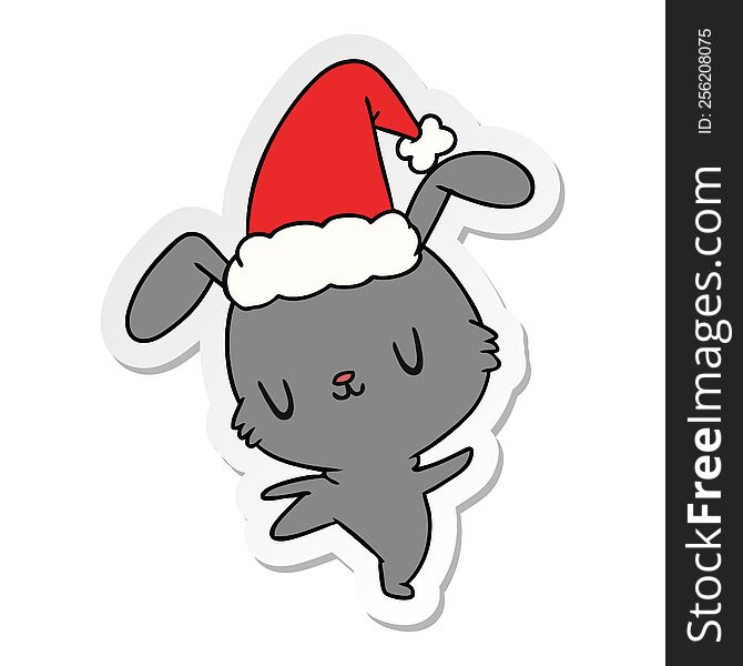 Christmas Sticker Cartoon Of Kawaii Rabbit