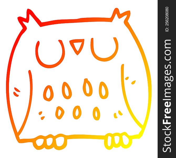 Warm Gradient Line Drawing Cartoon Cute Owl
