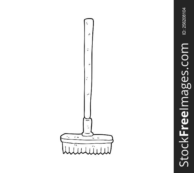 freehand drawn black and white cartoon broom