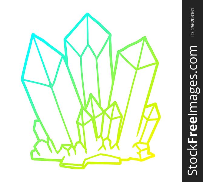 cold gradient line drawing of a cartoon crystals