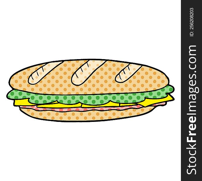 cartoon baguette sandwich. cartoon baguette sandwich