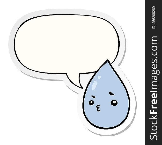 Cartoon Cute Raindrop And Speech Bubble Sticker