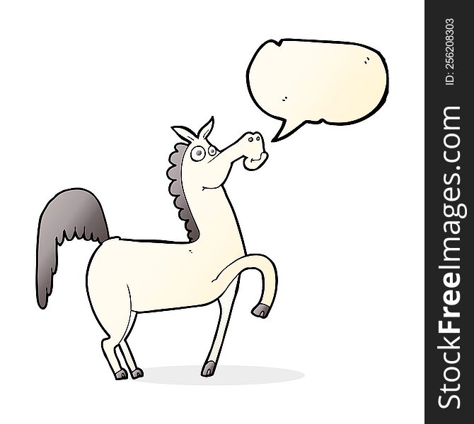 funny cartoon horse with speech bubble