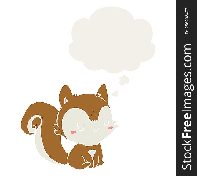 cartoon squirrel with thought bubble in retro style