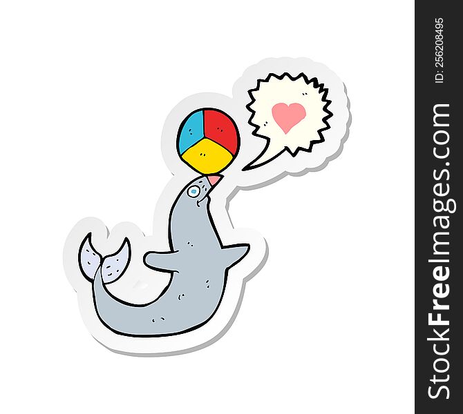 sticker of a cartoon seal with ball