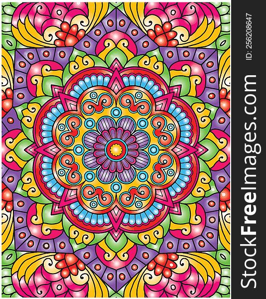 Hand Drawn Mandala Coloring Pages For Adult Coloring Book. Floral Hand Drawn Mandala Coloring Page. Unique Mandala Art With Digital Devices. Adults Mandala Coloring Pages. Pattern For Book Cover.