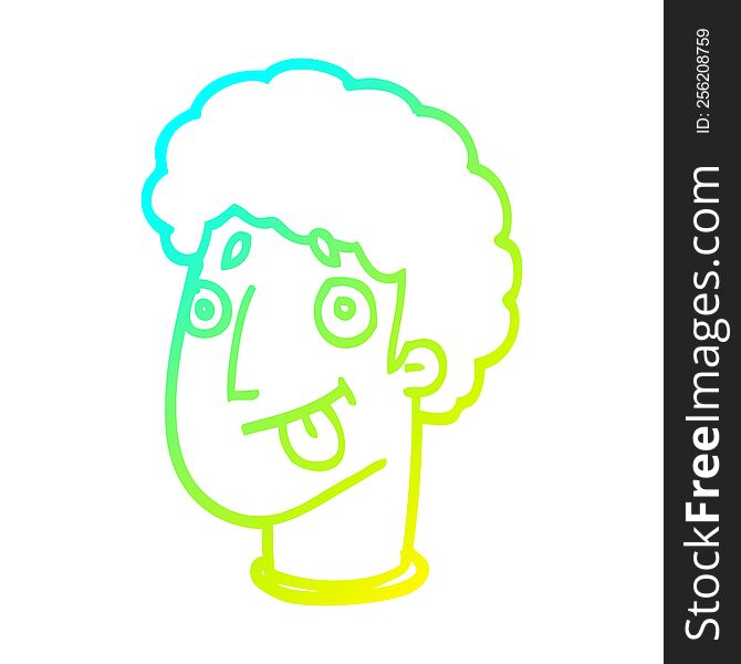 Cold Gradient Line Drawing Cartoon Funny Male Face