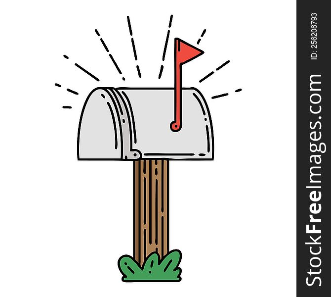 illustration of a traditional tattoo style closed mailbox