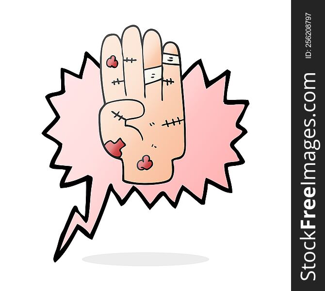 Speech Bubble Cartoon Injured Hand