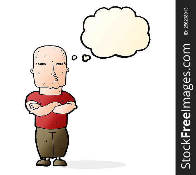 Cartoon Tough Guy With Thought Bubble