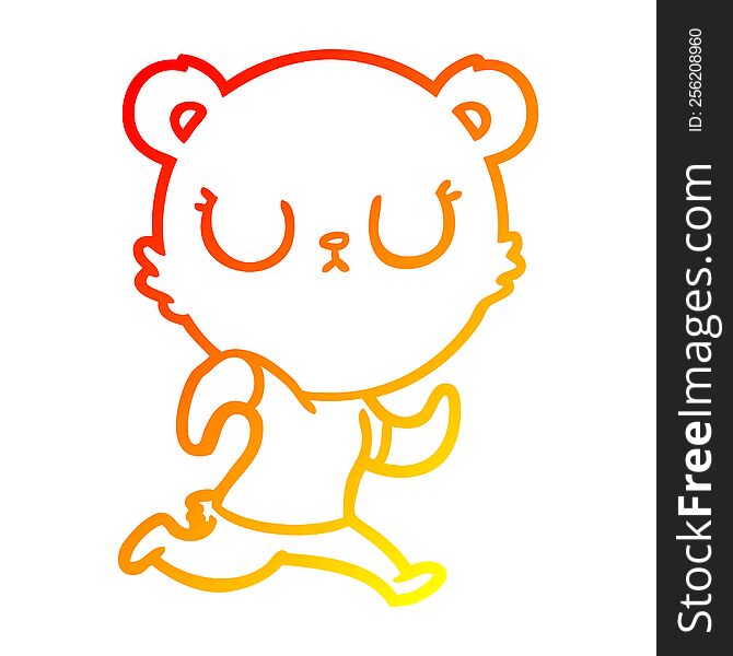 Warm Gradient Line Drawing Peaceful Cartoon Bear Running