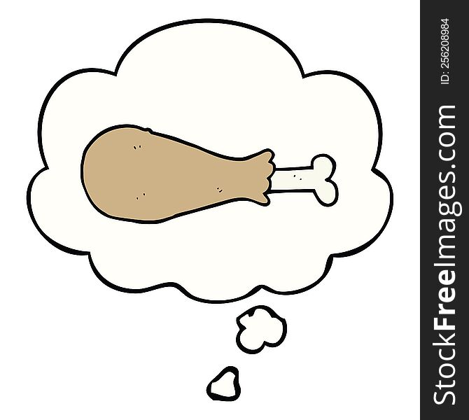 Cartoon Chicken Leg And Thought Bubble