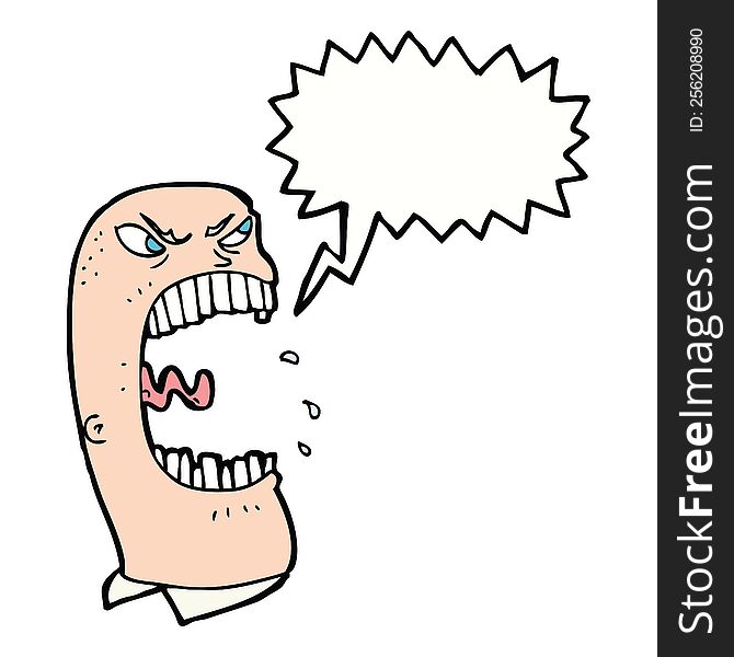 Cartoon Furious Man Shouting With Speech Bubble