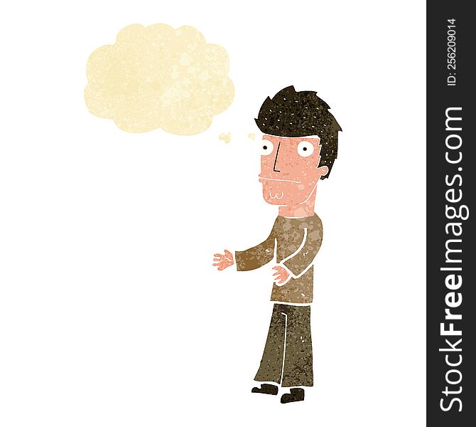 Cartoon Confused Man With Thought Bubble