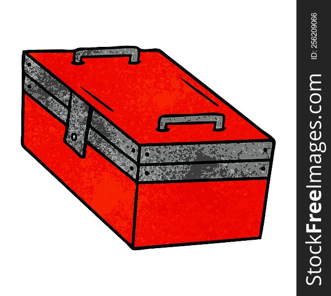 Textured Cartoon Doodle Of A Metal Tool Box