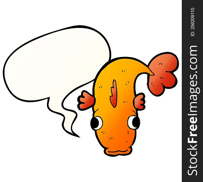 cartoon fish with speech bubble in smooth gradient style