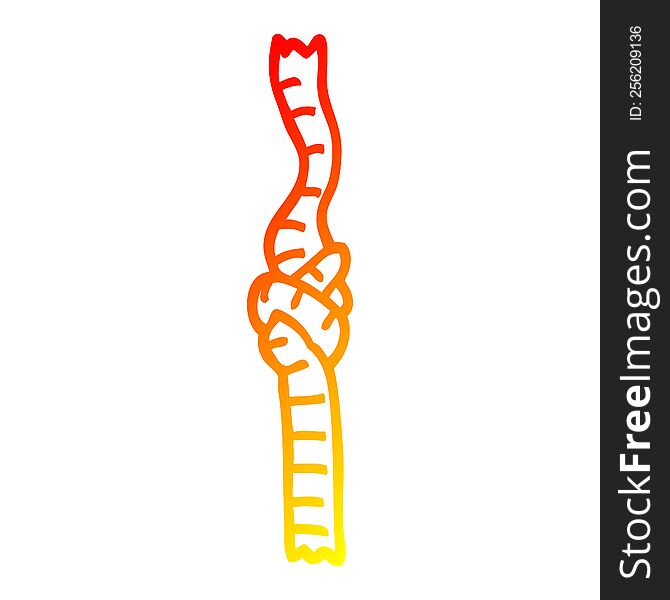 warm gradient line drawing of a cartoon knotted rope