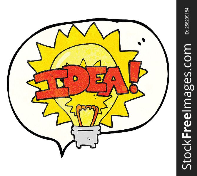 freehand speech bubble textured cartoon idea light bulb symbol
