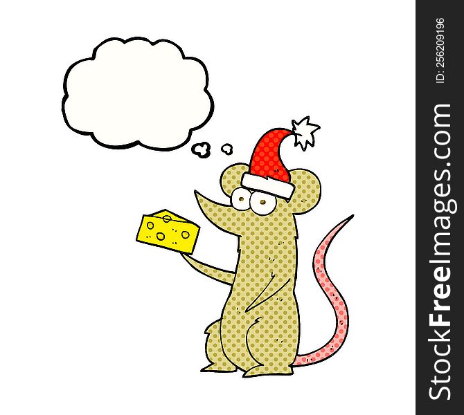Thought Bubble Cartoon Christmas Mouse With Cheese