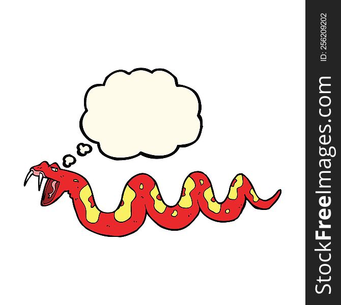 Cartoon Poisonous Snake With Thought Bubble