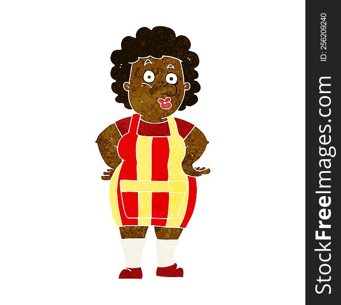 Cartoon Woman In Kitchen Apron