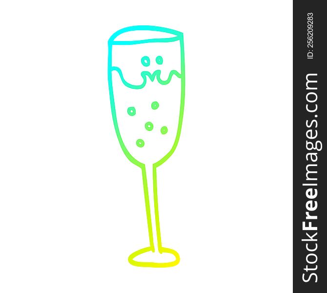 cold gradient line drawing of a cartoon champagne glass