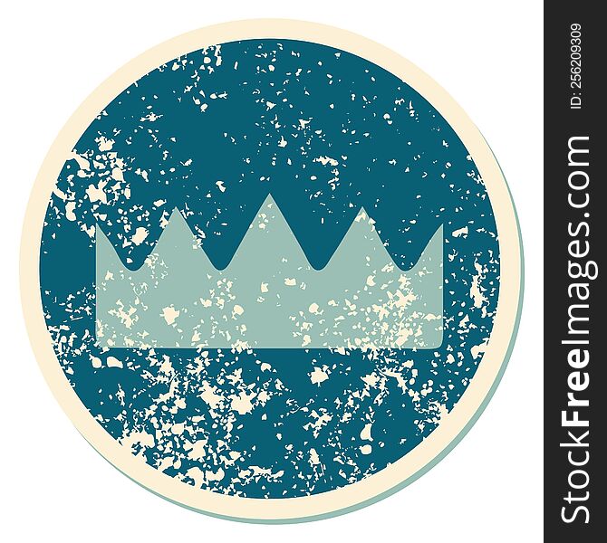 iconic distressed sticker tattoo style image of a crown. iconic distressed sticker tattoo style image of a crown