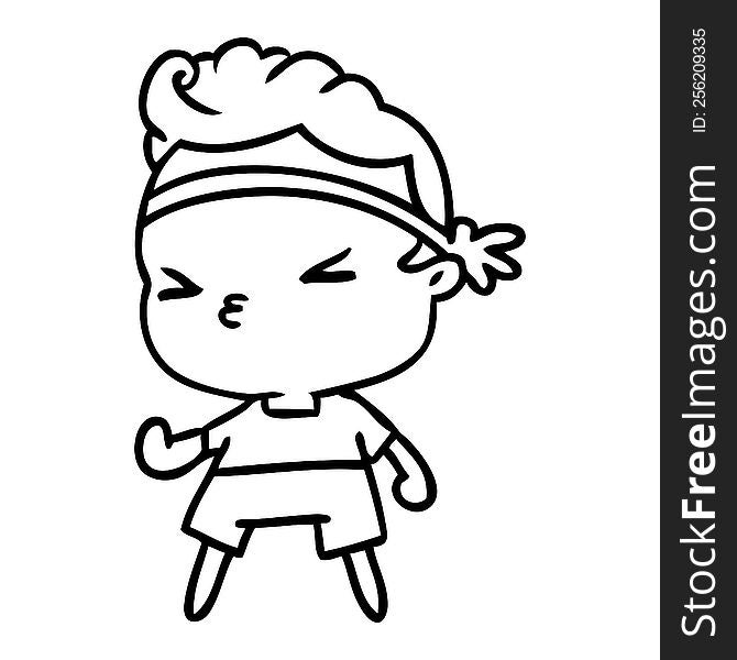 line drawing kawaii working out boy