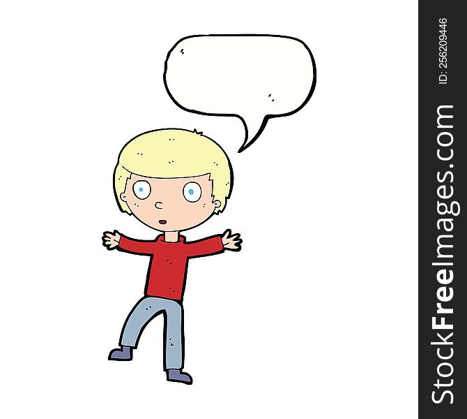 cartoon startled boy with speech bubble