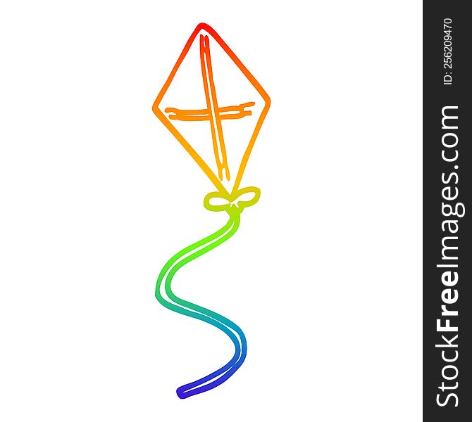 rainbow gradient line drawing of a cartoon kite