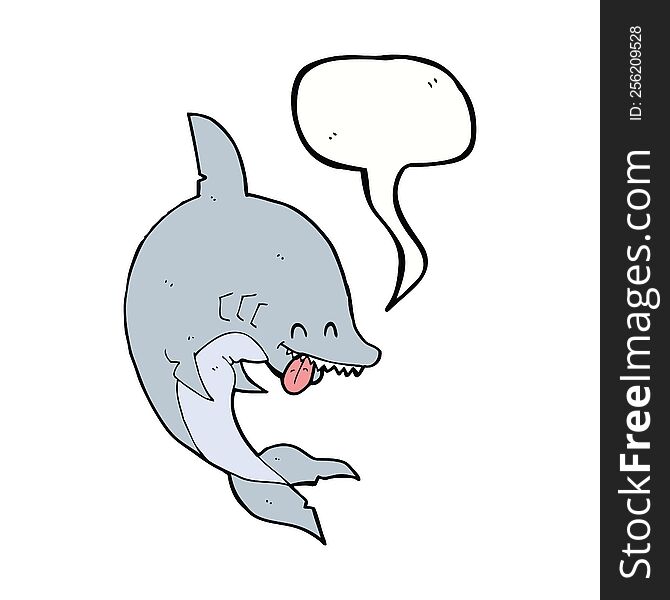 funny cartoon shark with speech bubble